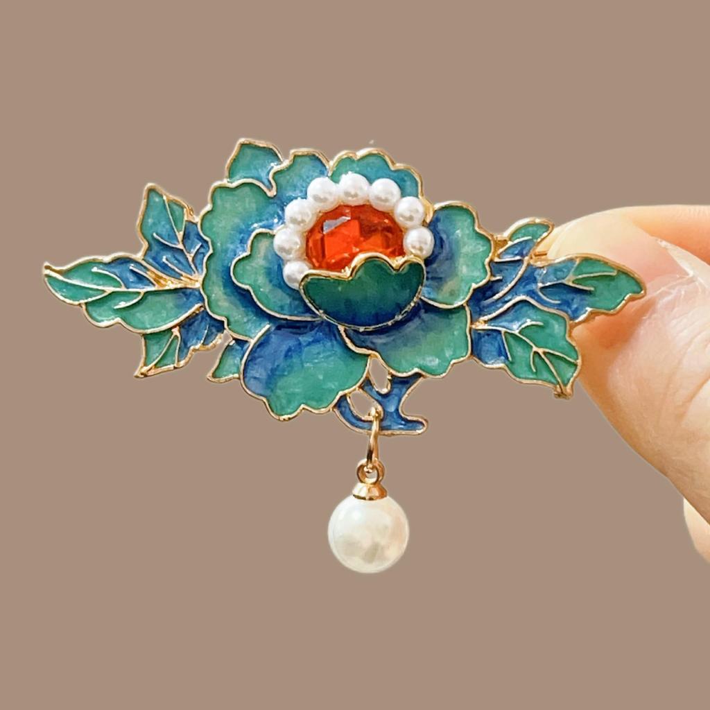 Elegant Blue Cloud Pearl Hairpin with Tassel