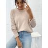 Einfarbiger Rundhals-Pullover für Damen | Weiches Strickoberteil | Lässige lockere Passform