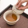 Plant Ash Glazed Ceramic Tea Bowl Daisy Design Three Layer Lid Chinese Gongfu Tea Set Heat Resistant Home Brewing Gift Idea