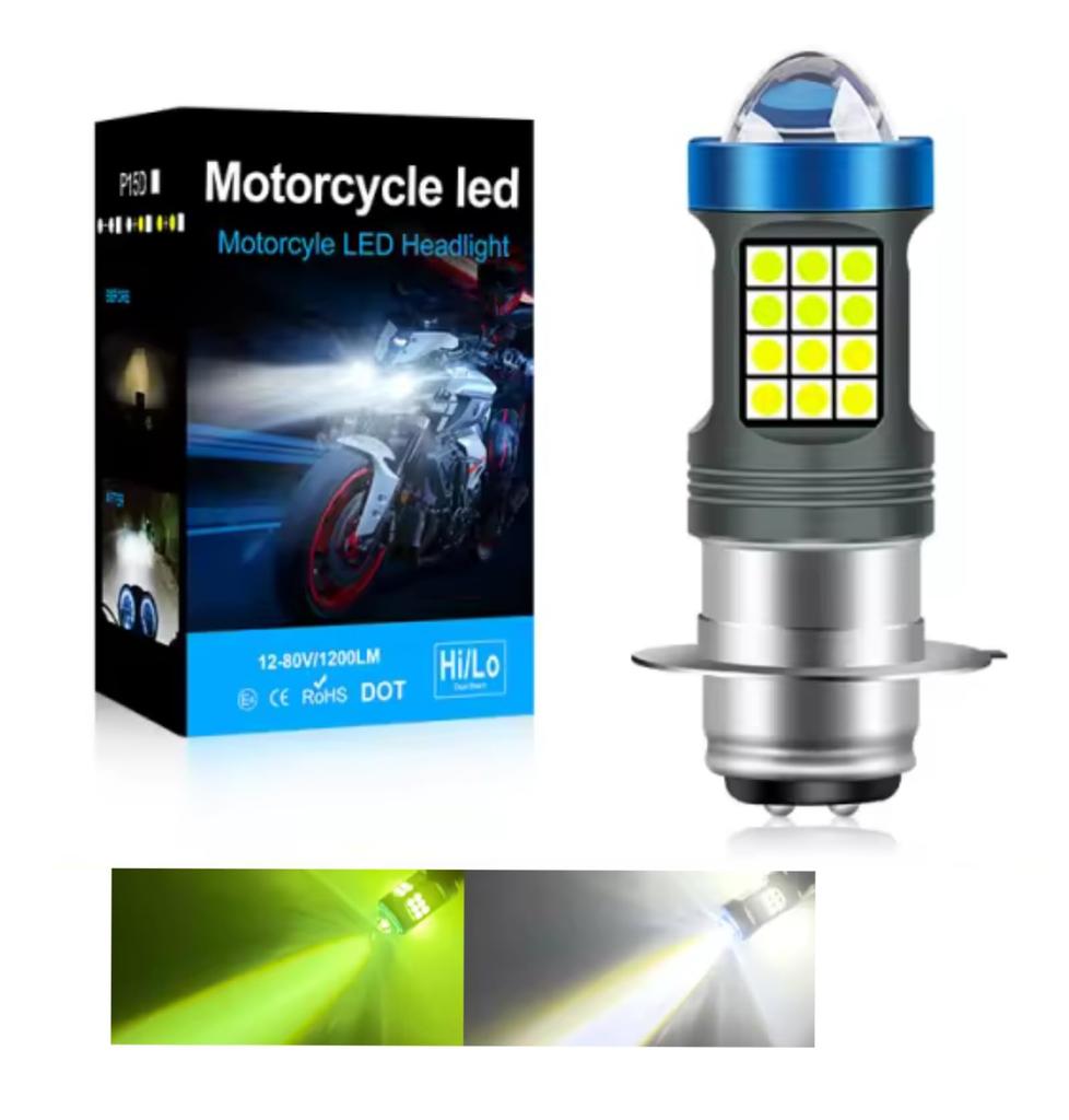 Super Bright P15D LED Bulb, Headlight, For Motorcycles, DC, Limited Edition, Hi/Lo 2 Color