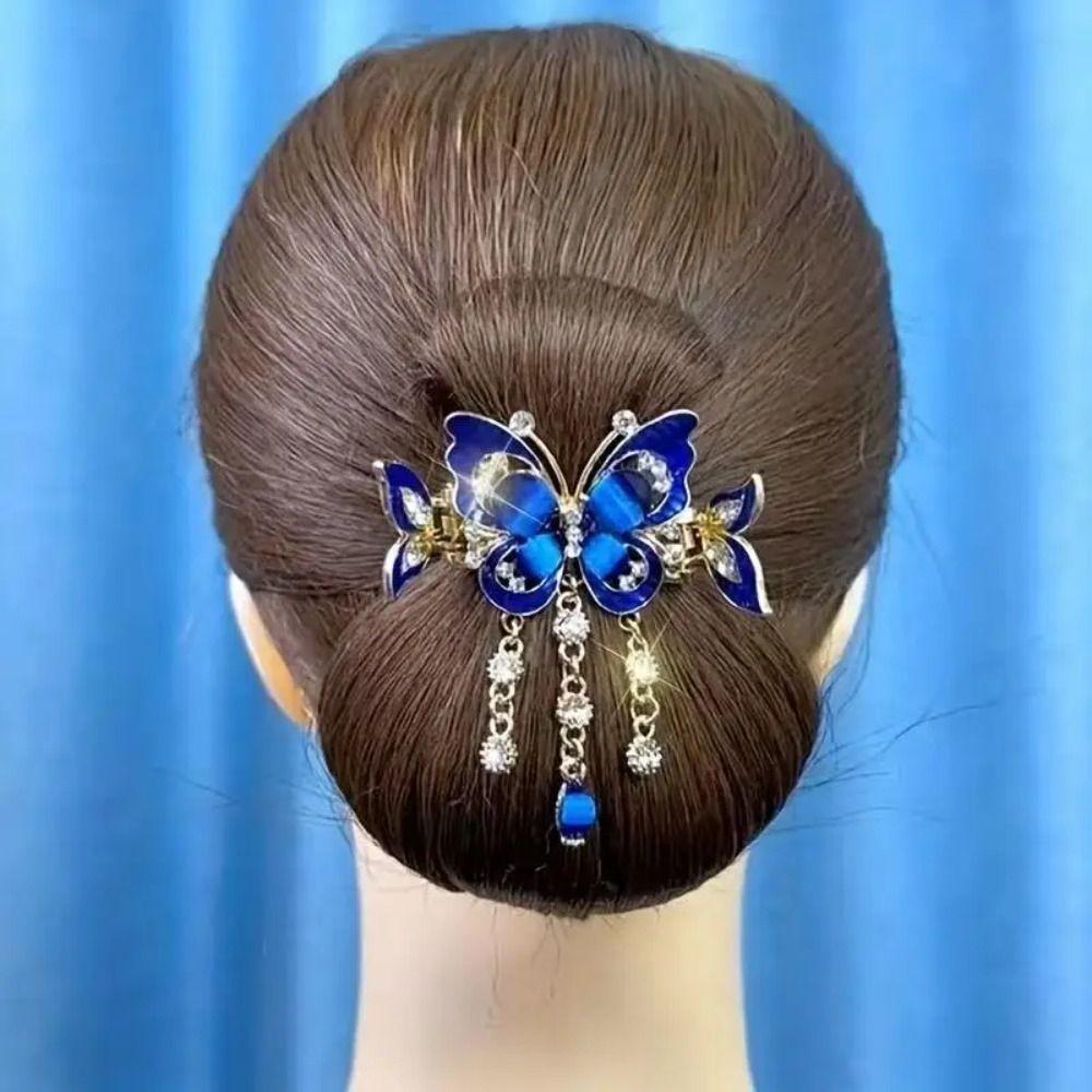 Ethnic Style Rhinestone Butterfly Hairpin Elegant Design Zircon Butterfly Hairpin  Hair Jewelry