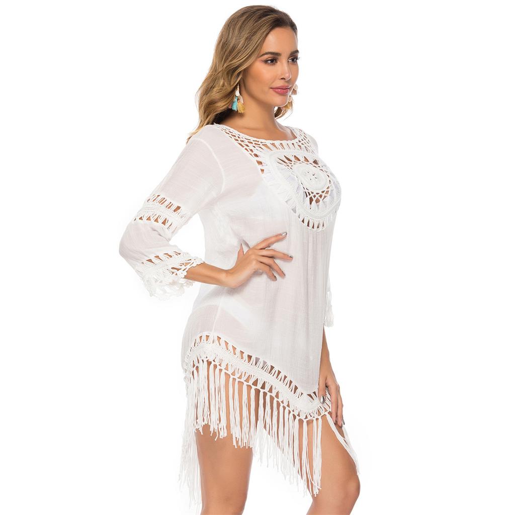 Women's Smock Patchwork Loose Fringe Vacation Style Beach Smock