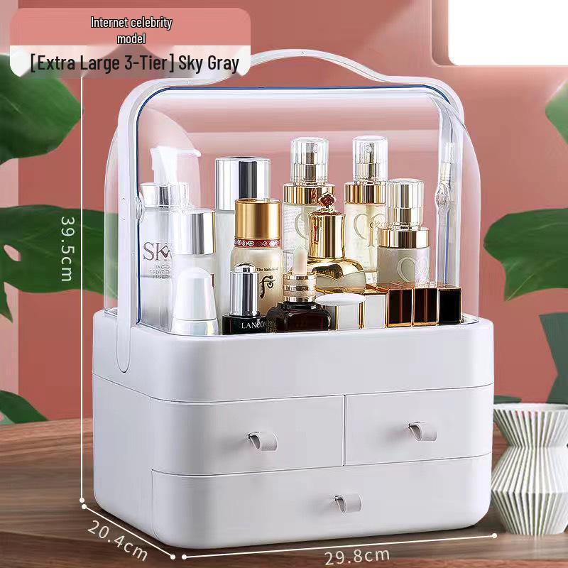 Compact Skincare Cosmetics Organizer: Handheld, Dustproof Drawer Rack for Desktop Storage