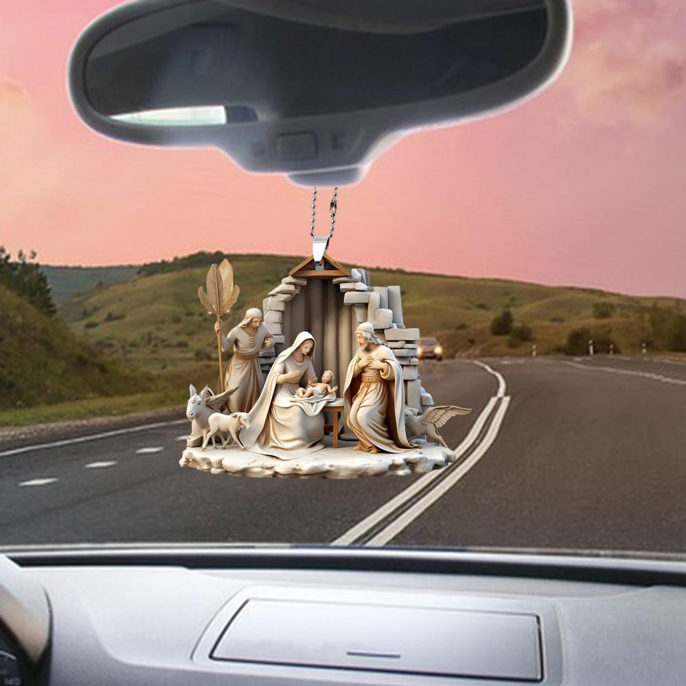 Bright Colored Ornament Jesus Family Prayer Ornament Jesus Family Prayer Scene Pendant Ornaments for Home Car for Christians