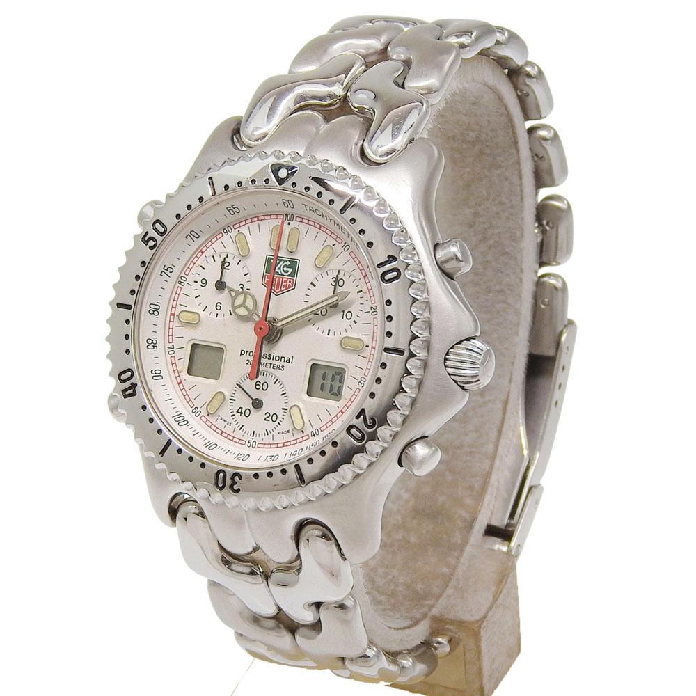 Tag Heuer Cell Watches CG1111-0 WhiteDial Stainless Steel Quartz Chronograph Mens Used