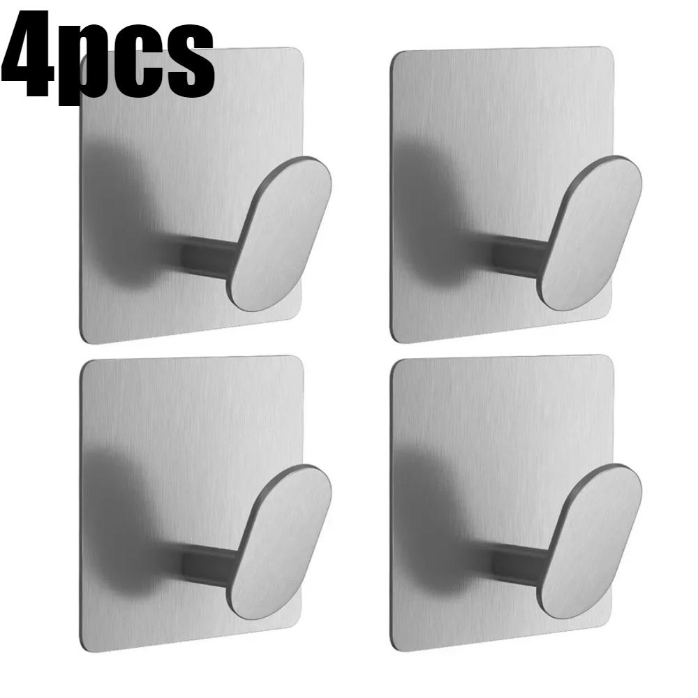 1/4Pcs Bathroom Robe Hooks Stainless Steel Towel Hanger Waterproof Hook Multi-Purpose Hanger Hook Door Bathroom Shower Kitchen