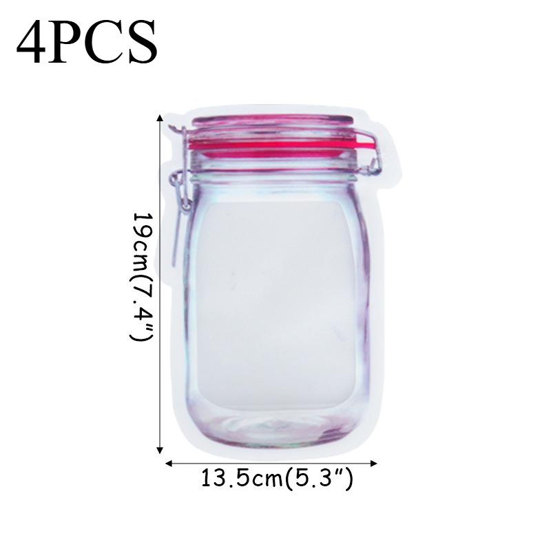 Opakovaně použitelné zipové sáčky ve tvaru sklenic pro skladování potravinových produktů