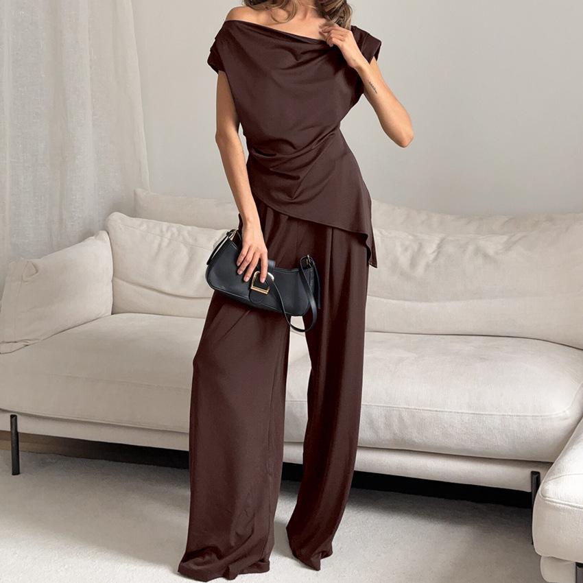1116 Spring and Summer New Slim-fit Vest Top Wide-leg Trousers Two-piece Set Design Sense Fashion Temperament Commuting Europe and the United States