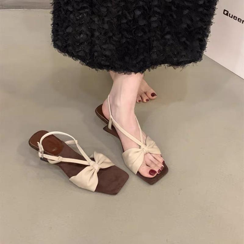Fashion Summer Women Wedge Sandals 2025 New Square Toe Fashion Casual Shoes Retro Leopard Print Open Toe Butterfly Outdoor Dress Sandals