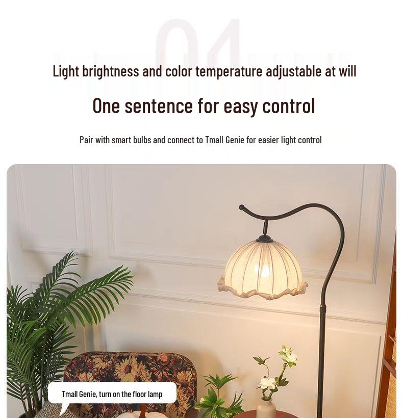 French Antique Style Floor Lamp & Integrated Bedside Table with Sofa and Coffee Table Storage Rack for Living Room or Bedroom. 
