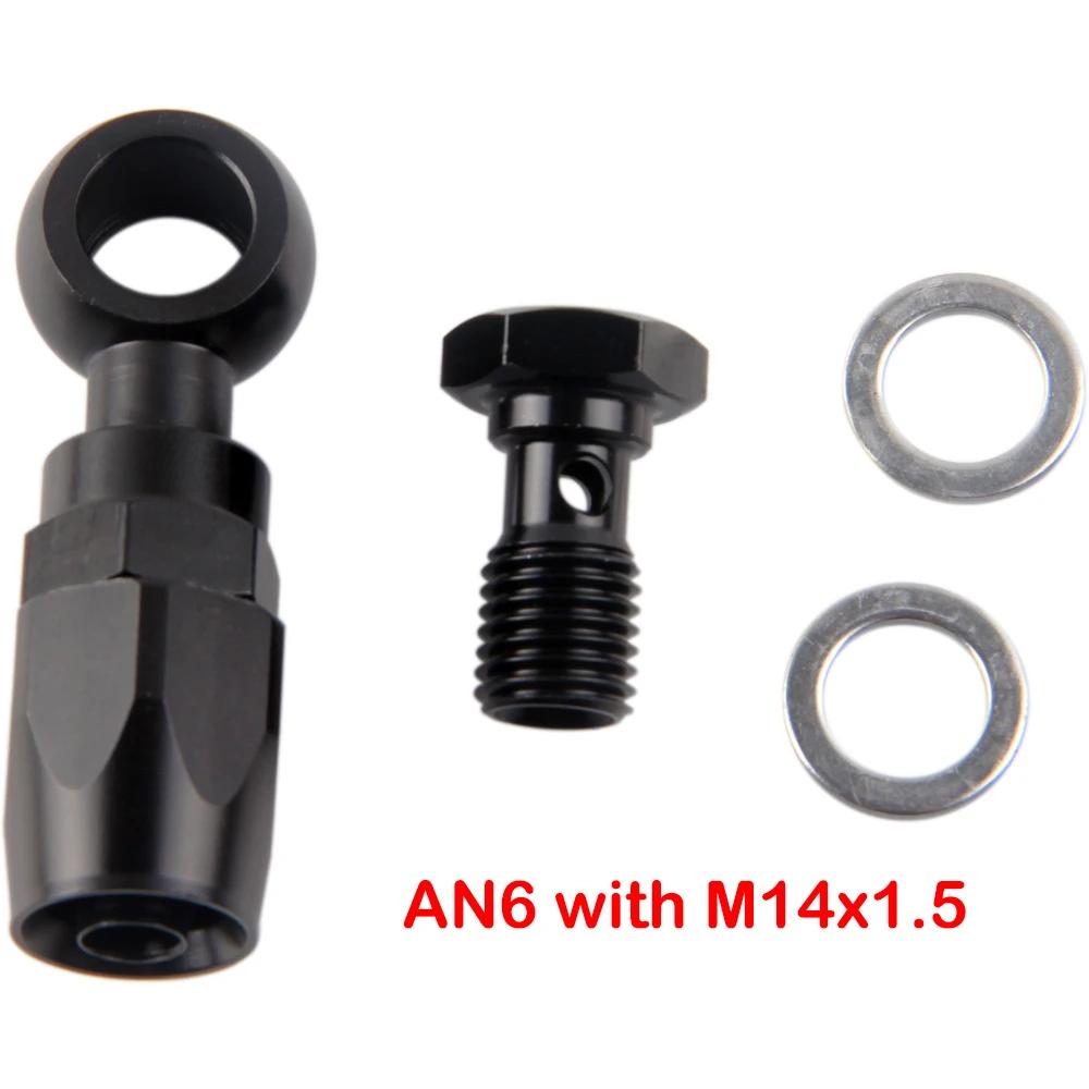 Motorcycle Hydraulic Stainless Steel Nylon Braided AN6 Fuel Oil Hose Fitting Banjo 12 14mm With Clutch Screw M12 M14 X 1.5 AN6-M14x1.5