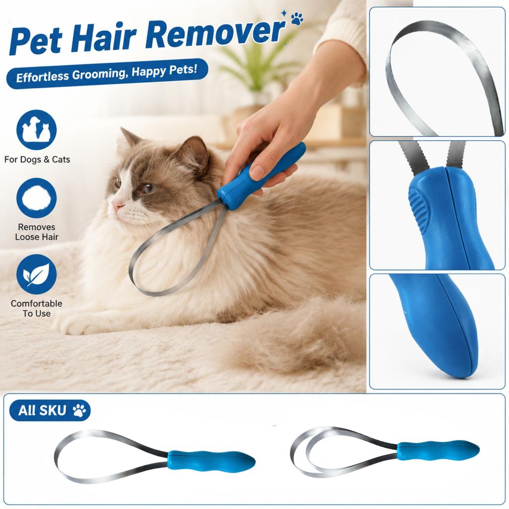 Pet Grooming Deshedding Tool Double Loop Hair Remover Brush for Dogs and Cats Shedding Control Fur Removal Tool