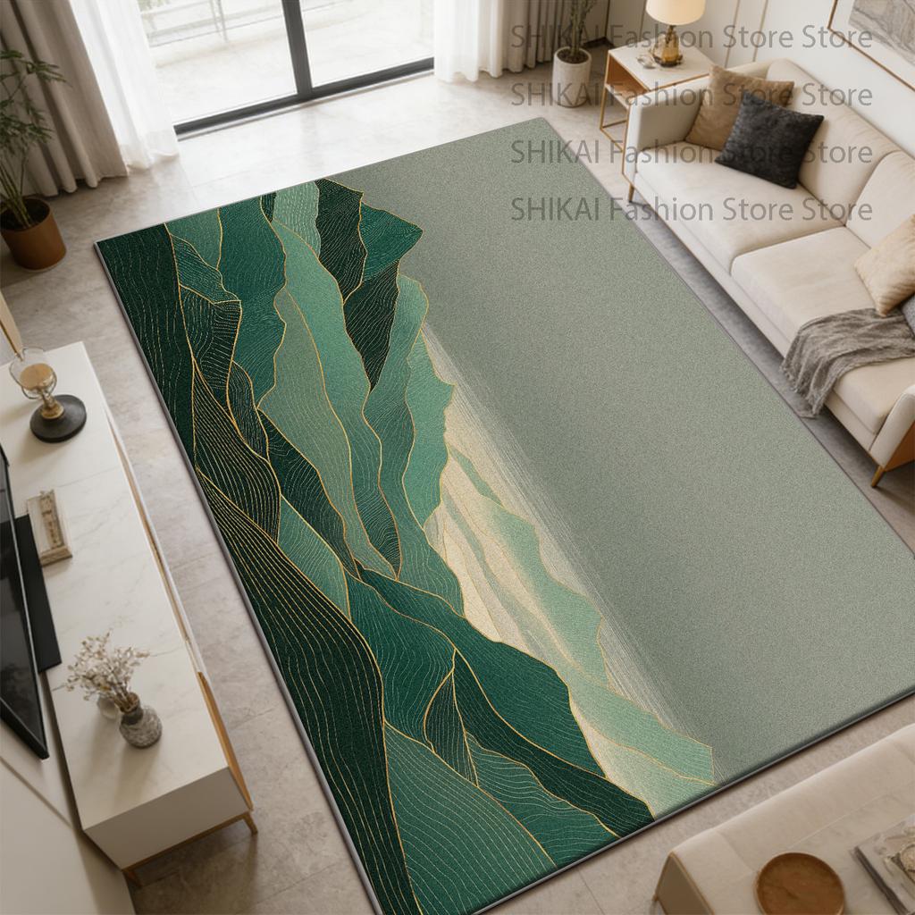 New Chinese Landscape Style Living Room Rug Decoration Bedroom Bedside Non-slip Lint-free Carpet Easy Clean Soft Big Floor Mats