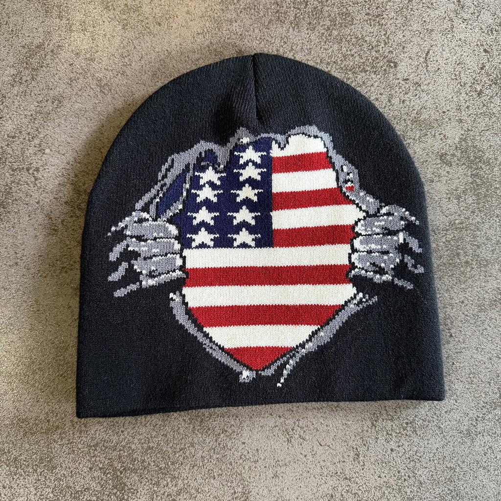 USA Flagge Strickmütze mit Wärme für Winter Outdoor Schneesport Männer Frauen