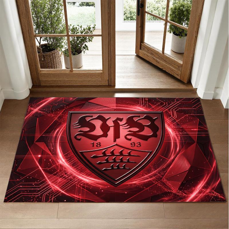 VfB Stuttgart Football Design Crystal Velvet Rug Soft Decorative Mat for Bedroom Entrance
