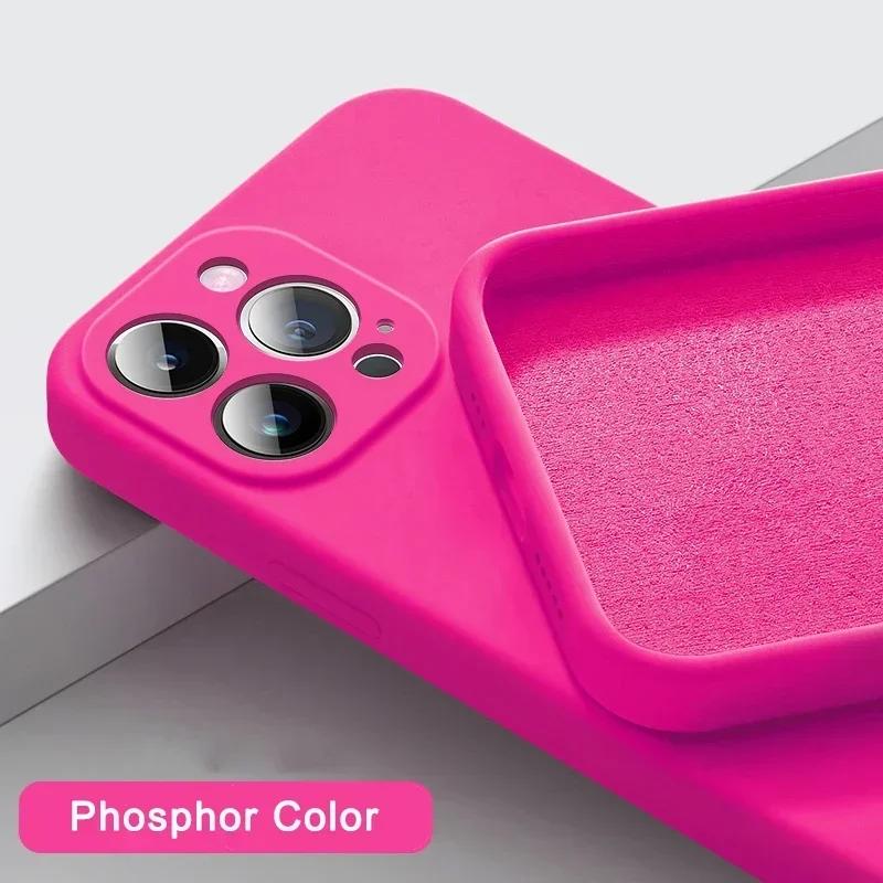 Luxury Silicone Antiskid Phone Case For iPhone 16 15 14 13 11 12 Pro Max 16 Plus Shockproof Full Lens Protection Cover