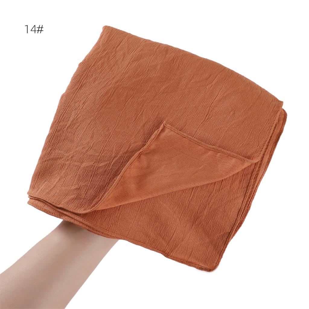 High Quality Breathable Elastic Wrinkle Long Scarf Women Plain Color Polyester Crinkle Soft Hijab Muslim Ladies Turban Headwraps