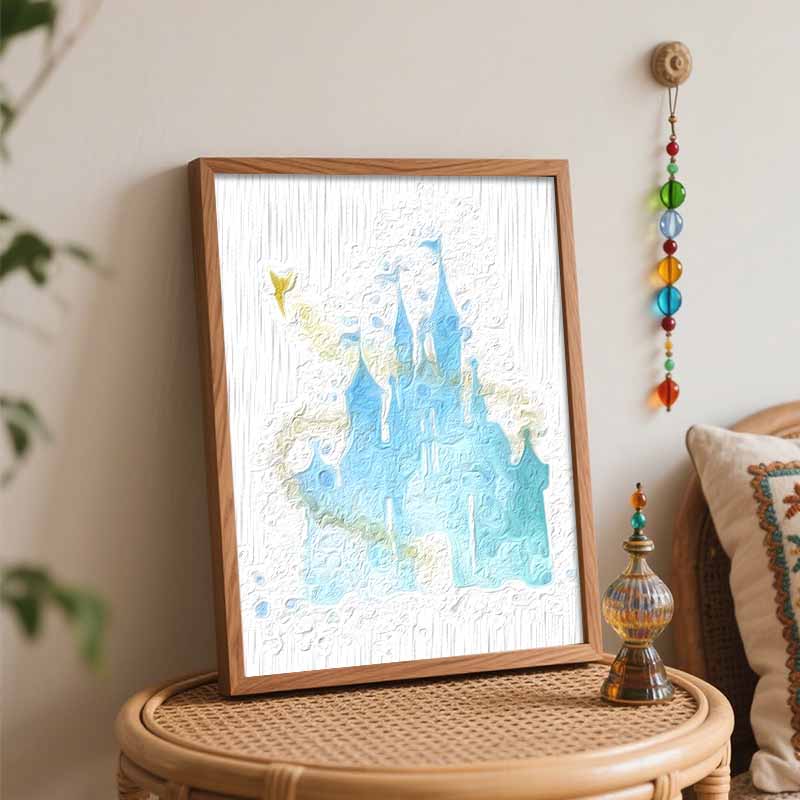 Disney watercolor fairy castle paint by numbers painting kit handmade diy home decor gifts wall art canvas for adults unique craft set