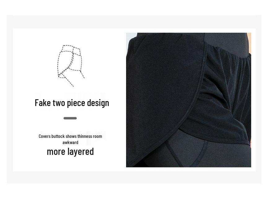 Women's Quick-Dry Yoga & Running Pants with Pockets - Elastic, Hip-Lifting, Two-Piece Look