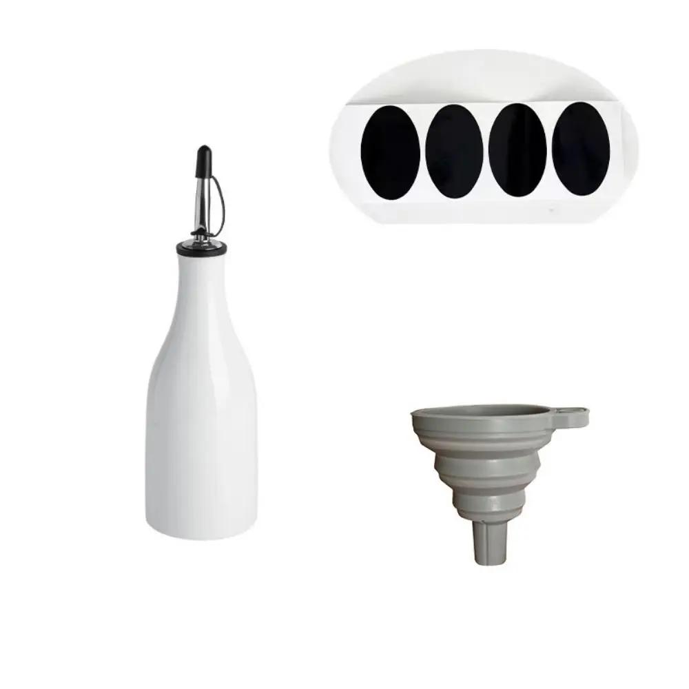 Hemkök Keramisk Kryddburk Olivoljedispenser Stor Kapacitet Läckagesäker Vinäger Olja Kryddflaska Med Etikettklistermärken