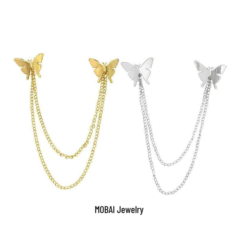 Butterfly Luminous Metal Tassel Brooch – Elegant & Versatile Alloy Accessory