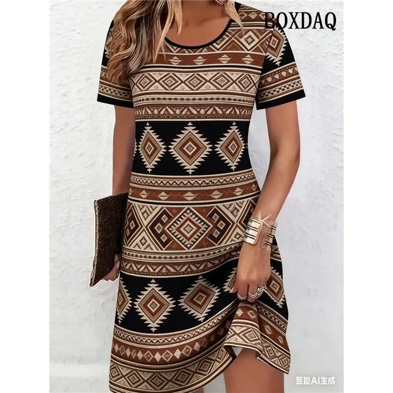 Women Nightdress Round Neck Short Sleeve Spring Summer Funny Duck Print