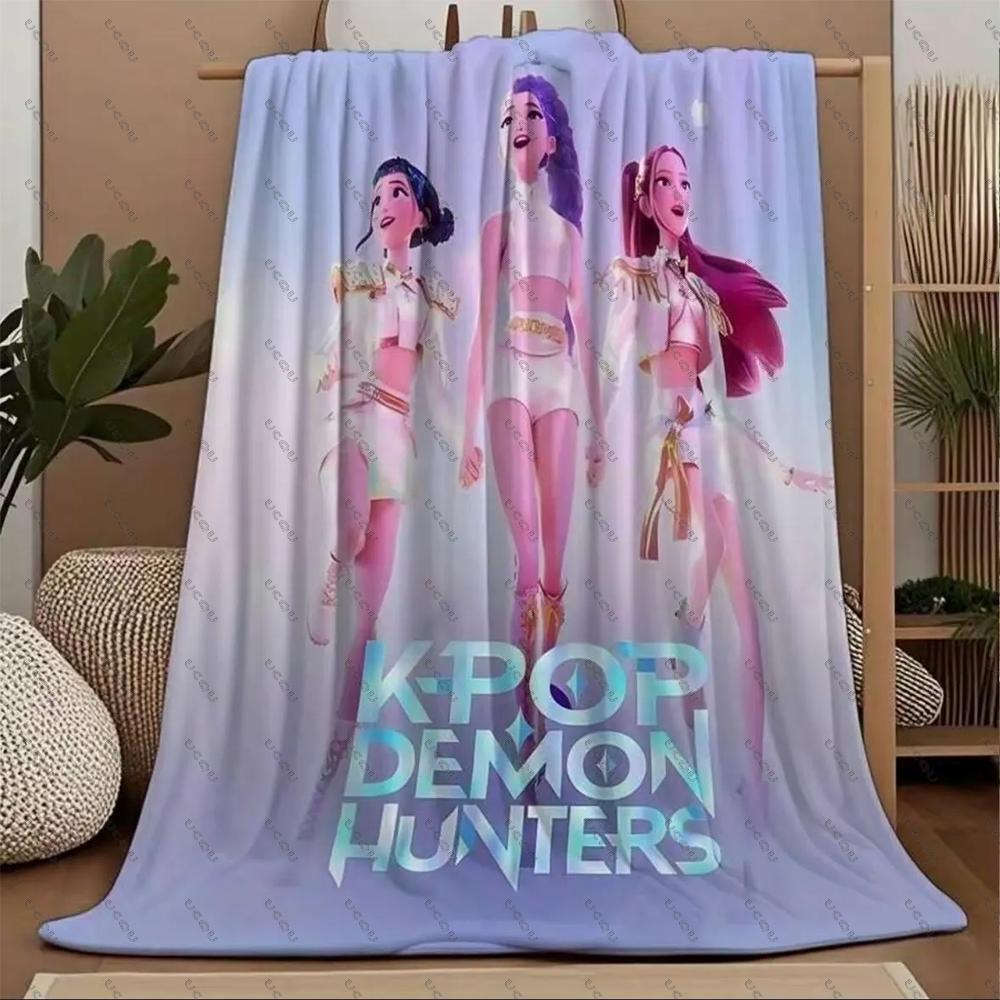 Hot Kpop Demon Hunters Blanket Fun Cozy Gift Sofa Travel Office Warmth Autumn Winter Fans K-Pop Anime Inspired Cute Huntrix New