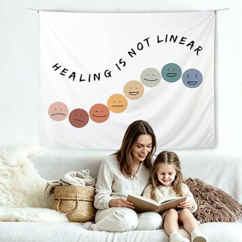 Healing Nonlinear Tapestry, Mental Health Awareness Wall Hanging, Bedroom Dormitory Aesthetic Home Decor