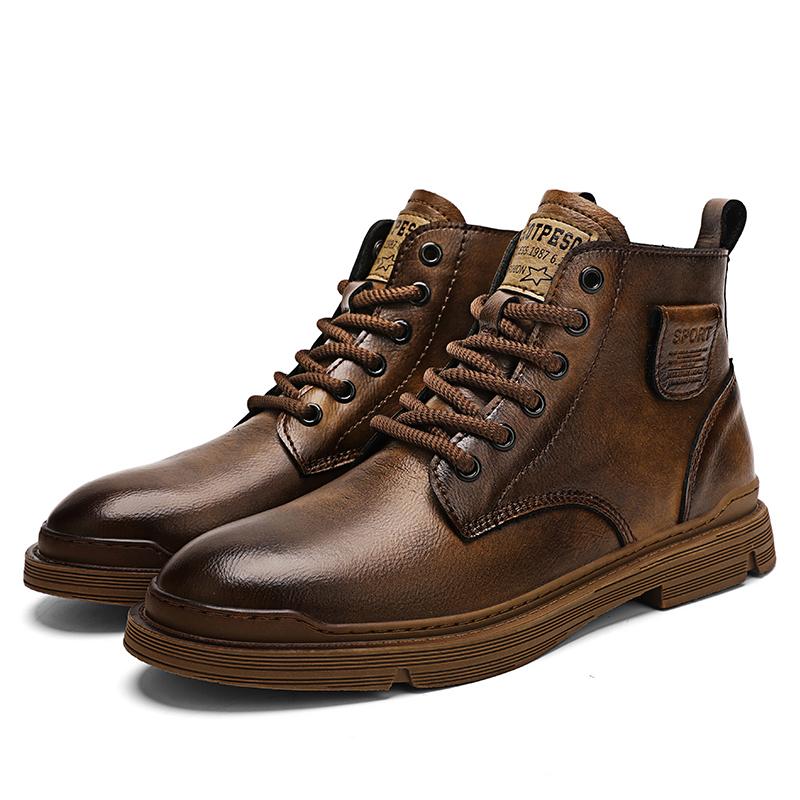 

Модная мужская обувь Мужские ботинки ручной работы Настоящая кожа Мужские ботильоны Уличные винтажные ботинки Ботильоны Рабочие ботинки Мужская модная мотоциклетная обувь 44 коричневый