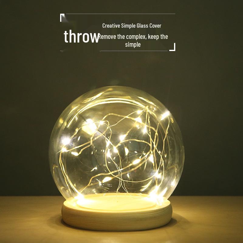 Transparent Dustproof Luminous Glass Cover for Preserved Flower Home Decoration Ornament