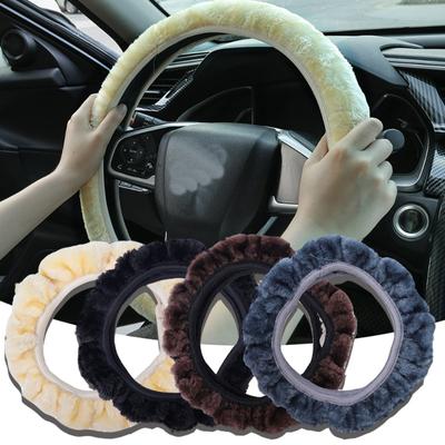 Winter Lenkradbezug 38cm Universal Kurzplüsch Teleskopisch Elastisch Hochdicht Warm Plüschbezug Autoinnenzubehör