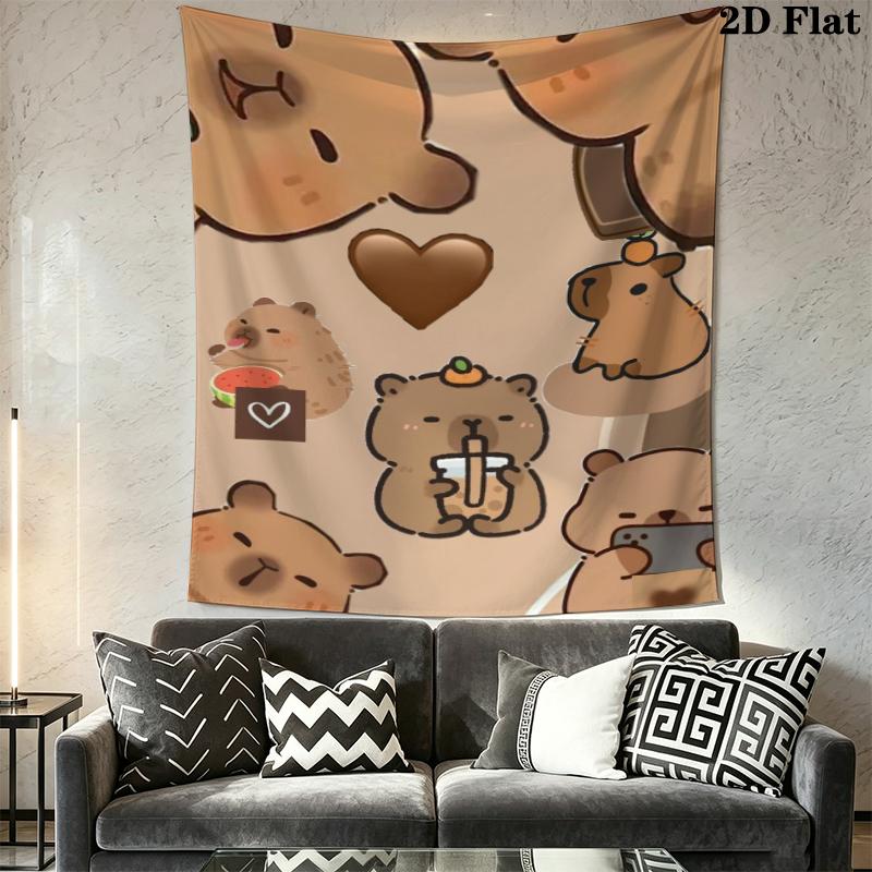 Capybara Wall Tapestry Aesthetic Wall Hanging Printed Fabric Blanket Decorative Tapestries for Bedroom Living Room Home Decor