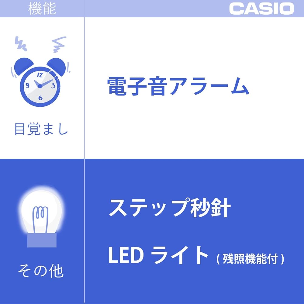 CASIO Alarm Clock, Table Clock, Analog, Small, with Light, White, Simple Design, TQ-157-7BJF