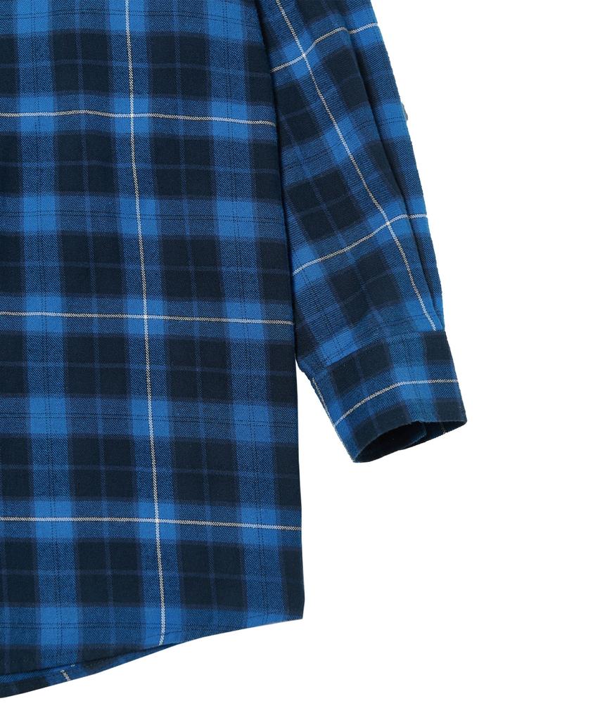 TEN PAST SEVEN Back Print Check Shirt - Blue