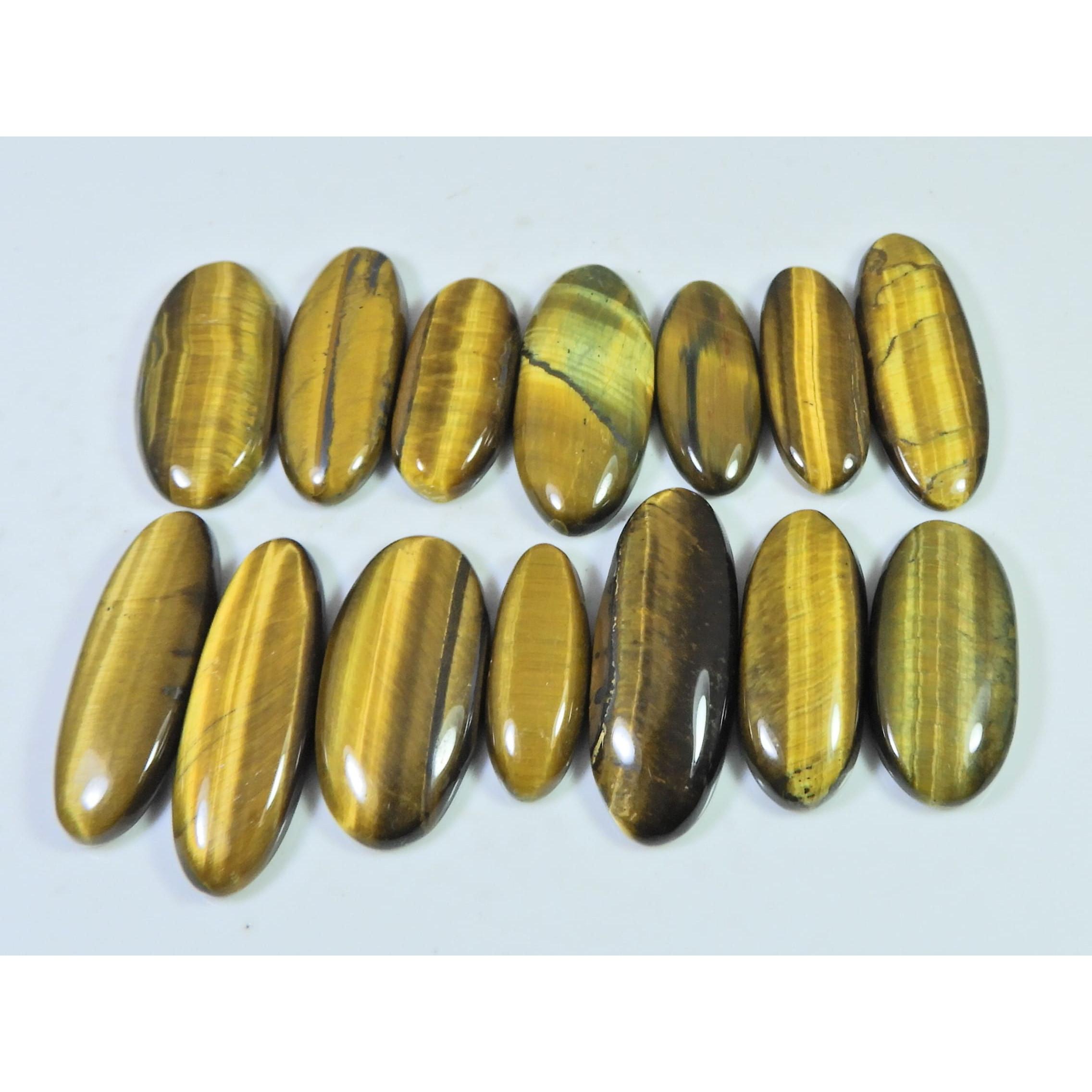 

300Cts. Натуральный Тигровый Глаз Овальный Кабошон Свободный Драгоценный Камень Лот 14 Шт. 25-36 ММ C-731