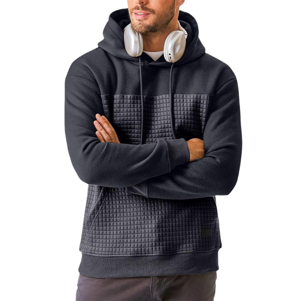 Men's Waffle Color Block Hoodie for Autumn/Winter