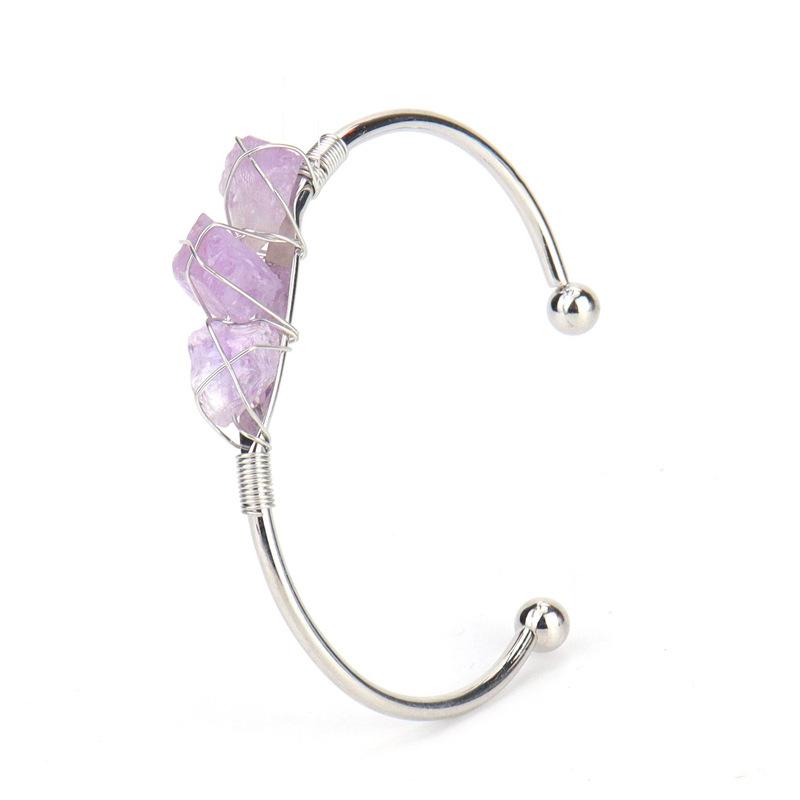 Hand-Wound Natural Amethyst Rough Stone Bracelet Bracelet, Adjustable B51 all natural
