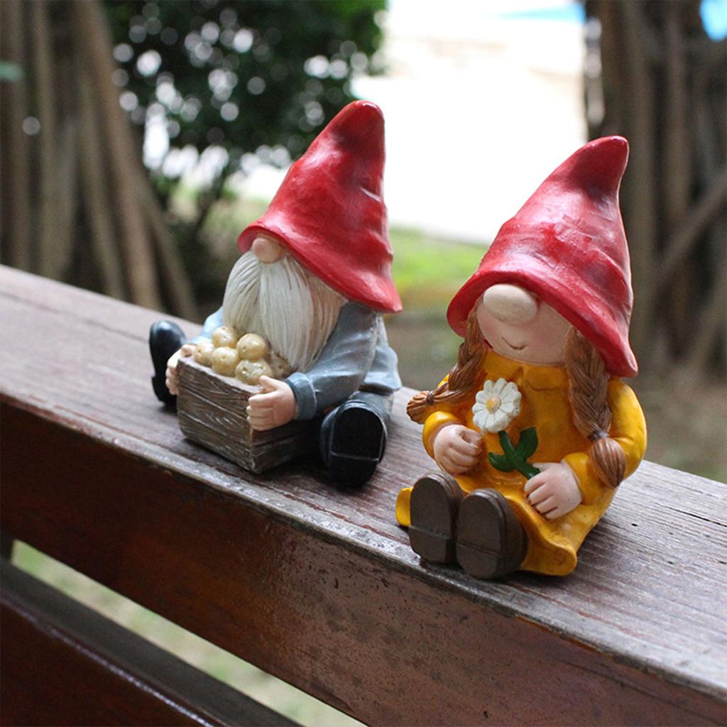 Couple Gnome Statue 2pcs/Set for Outdoor Backyard Lawn Patio Decorative Ornament Creative Resin Dwarf Decor Non Fading