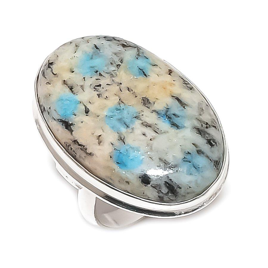 Natural K2 Blue Azurite Gemstone 925 Sterling Silver Jewelry Ring Size 7 I5H70