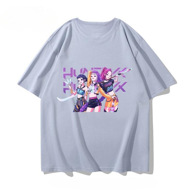 K-POP Magic Hunting Group Short Sleeve Casual Men and Women Cotton Anime Fashionable Versatile T-shirt Short Sleeve Top Clothes
