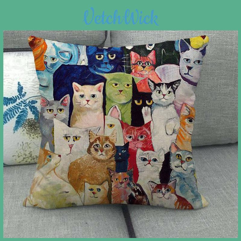 Rustic Cat Plush Pillow Cover With Silk Material For Living Room Decor And Home Comforts