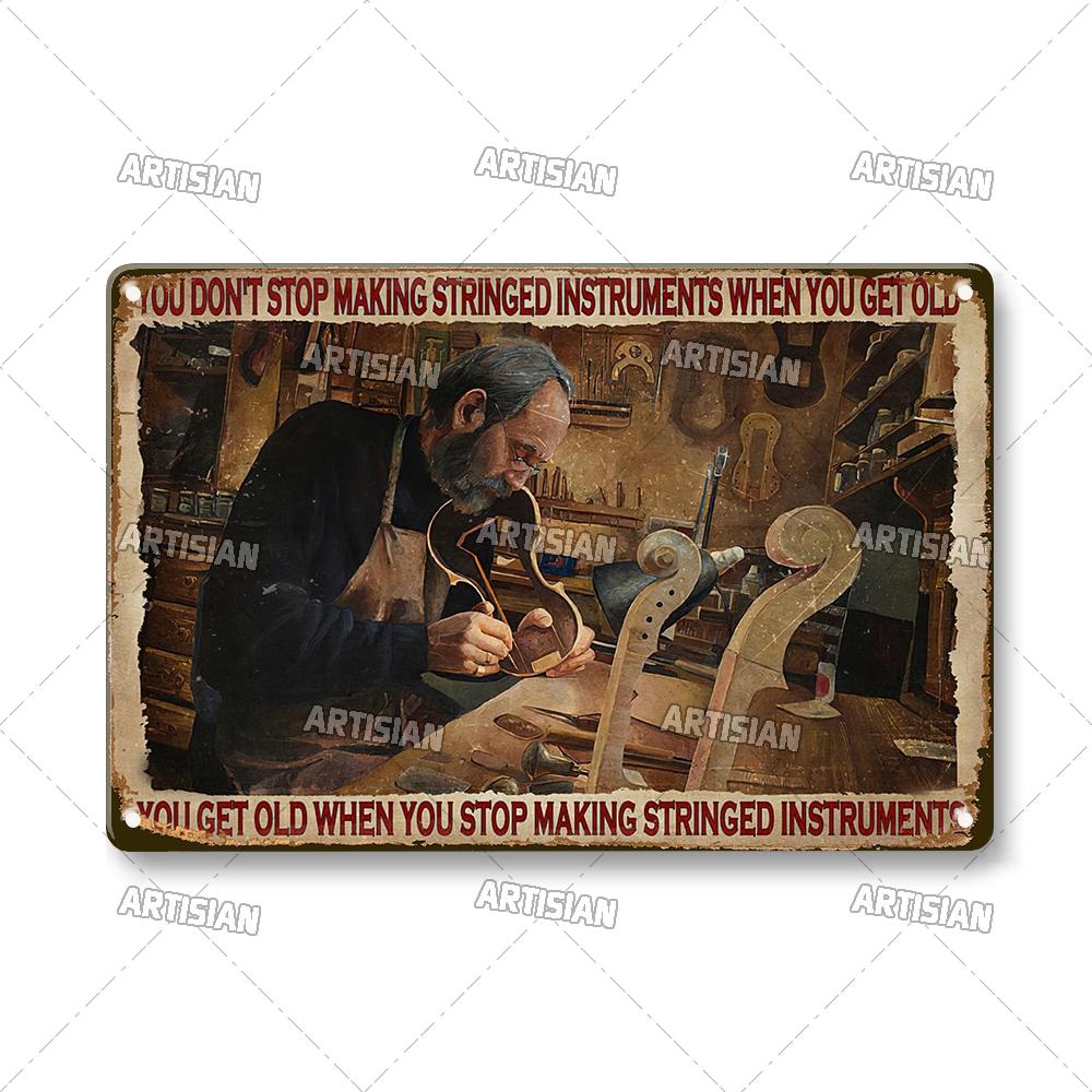 Artisian Job Work Metal Plaque Shoemaker Tin Sign Barista Hairstylist Luthier Painter Chef Decorative PlateWall Decor Garage Bar
