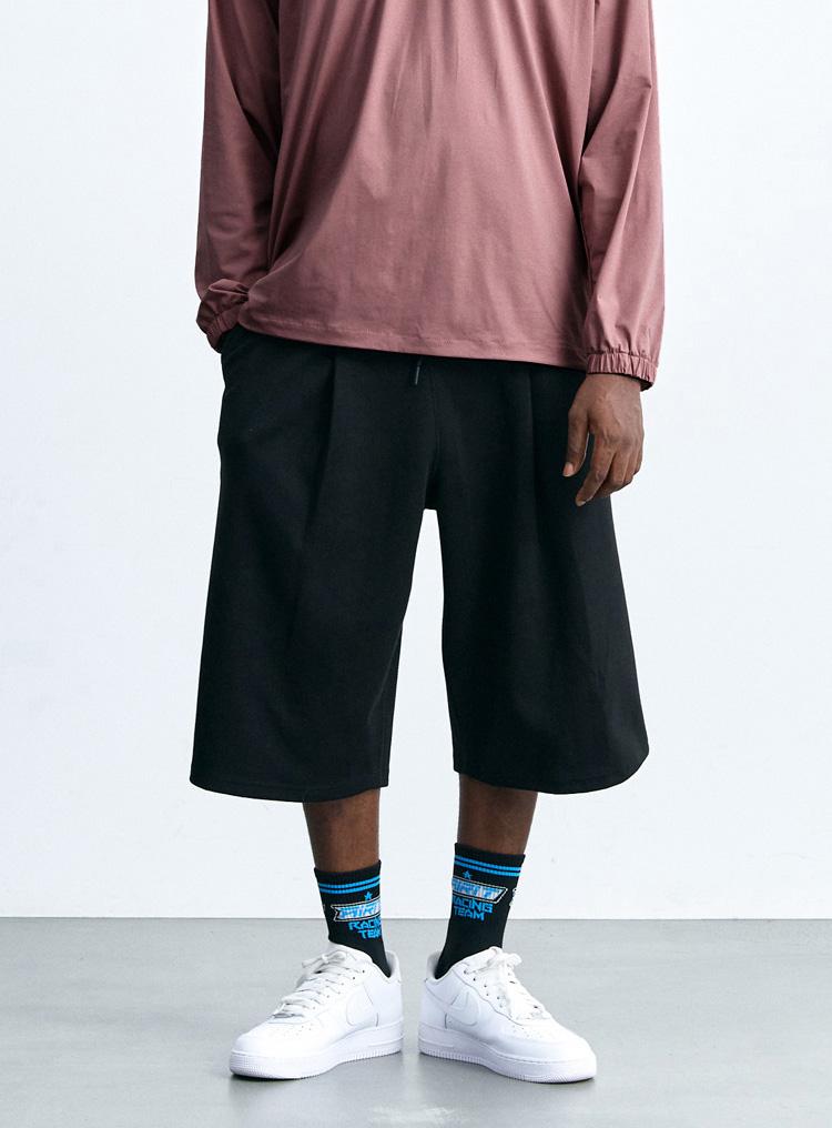 AIRIT Deep Tuck Sweat Bermuda Pants Am3057 Bk