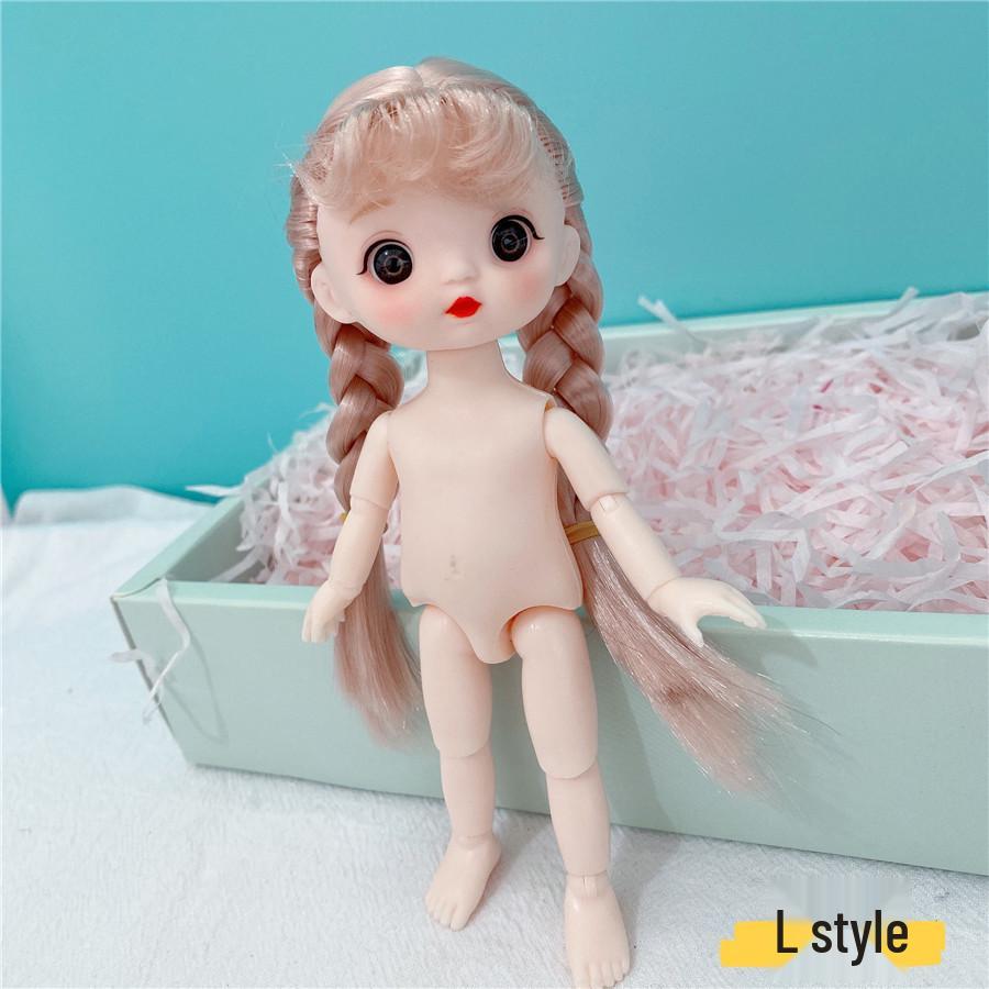 8-Inch 17cm Nude BJD Doll with 3D Real Eyes, 13 Joints, Makeup, Dress-Up Options