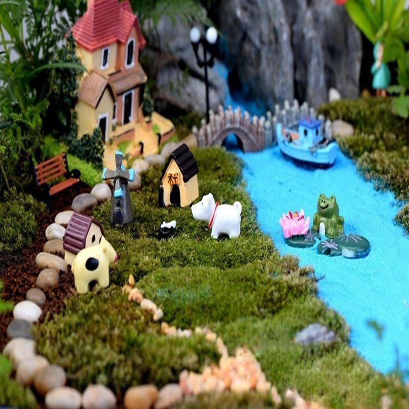 Adorable Cow Pig Dog Resin Ornaments For Miniature Garden And Home Decor