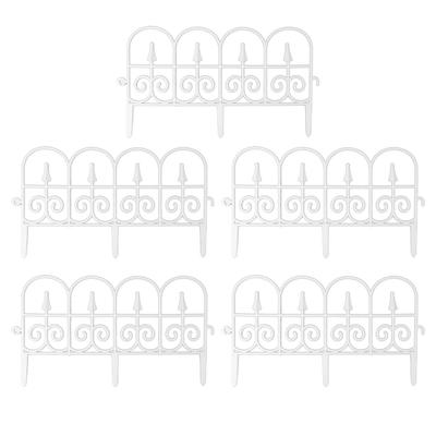 Cerca Decorativa de Jardim 5 Painéis Cercamento Borda Barreira para Animais Bordadura de Flores para Paisagismo Pátio Quintal Exterior Arqueado