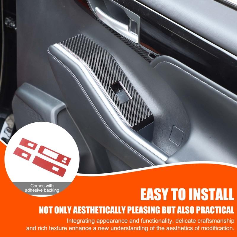 Soft Carbon Fiber Car Inner Door Glass Lifting Frame Panel Trim Sticker For Toyota Highlander -2026 Car Accessories