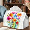 2D Flat 1pc, Tissue Box. Colorful Floral Pattern Napkin Dispenser, Reusable, Daily Desktop Tissue Organizer, Suitable for Kitchen Living Room Bedroom 