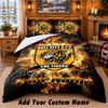 Hull City Muster Bettwäsche 3-teiliges Set Benutzerdefinierter Name, Bettlaken und Kissenbezüge für Zuhause Schlafzimmer