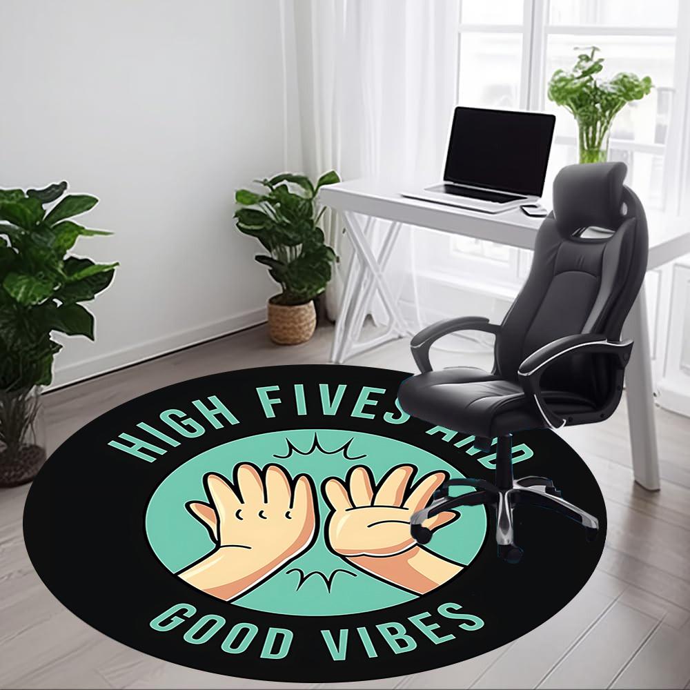 1pc High Fives Vibes Office Round Area Rug, Under Office Chairs Bedroom Living Room Home Decor, Room Deco